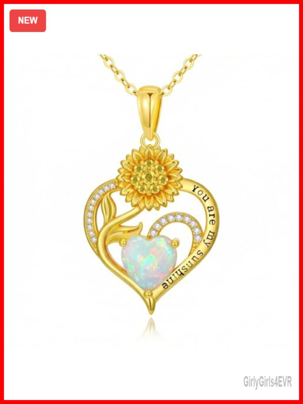 14K Gold Plated Sunflower Birthstone Necklace You Are My Sunshine Gift